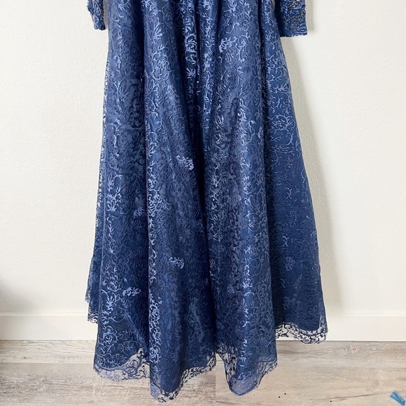 Mac Duggal Embellished Illusion Long Sleeve A Line Gown - Picture 6 of 10